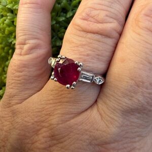 Vintage No Heat Burma Ruby In Platinum